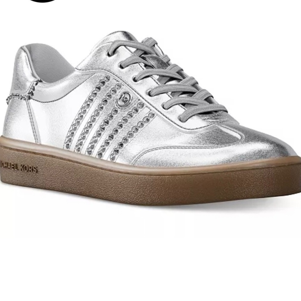 MICHAEL Michael Kors Women’s Scotty Lace Metallic Silver SZ 7.5 Sneakers